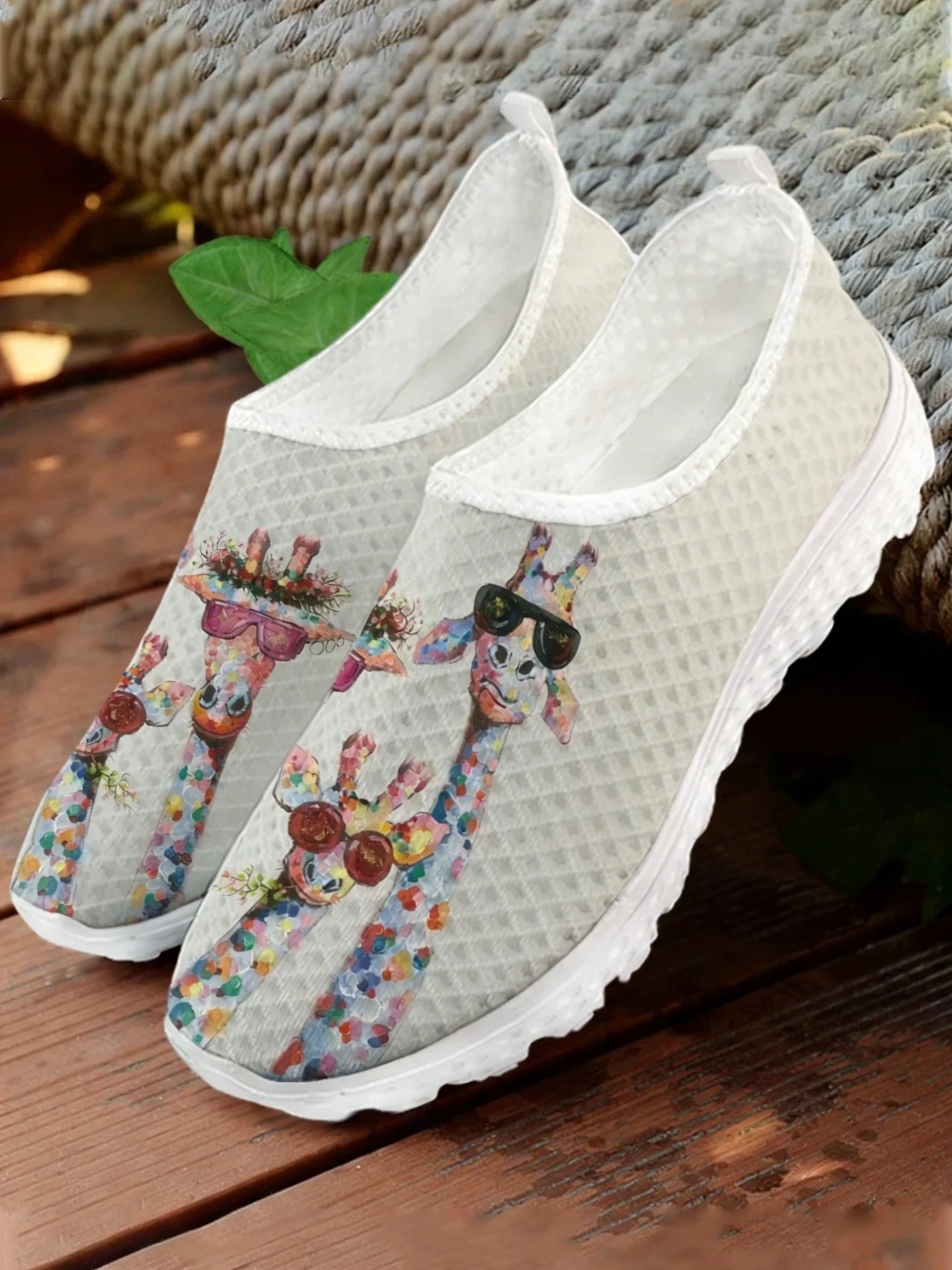 Women Shoes Tennis - Wysokiej jakości sneakersy z nadrukiem żyrafy